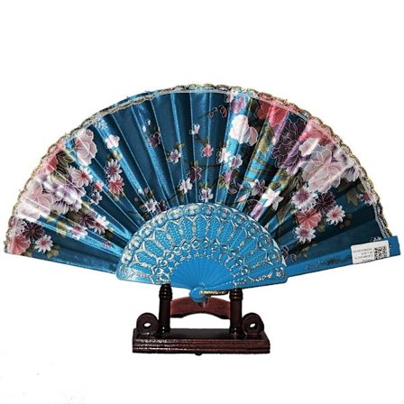 Solvifte - Blomster i chiffon med plastbase - Turkis