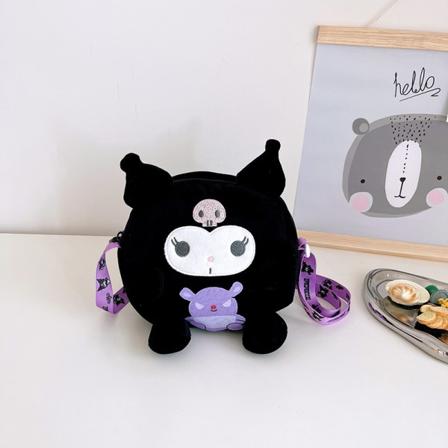 Mub- Kawaii Sanrio My Melody Kuromi Yulin Dog Anime Pehmolelu Laukku Olkalaukut Käsilaukku Käsilaukut Pehmo Reppu Black 20*17*8cm