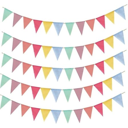 60 vimpler Flerfarvet Vimpelguirlande Stofbånd Genanvendelig Vimpel Er Et Must
