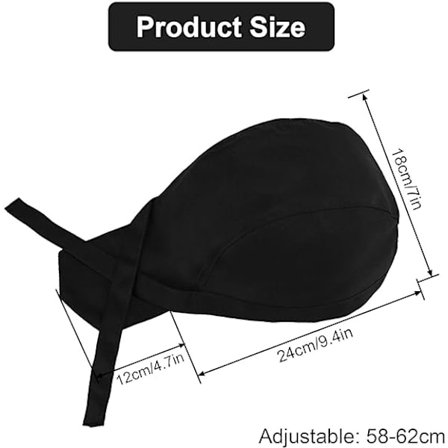 Sæt med 4 stk. Kokkehat, Justerbar Polycotton Kokkebandana, Kokkehat