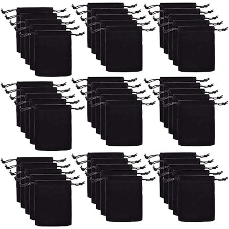 50 stk fløyelspose med dobbel snøring. Smykkeposer med snøring for små