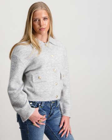 Gina Tricot Young Y loose cardigan Szary Swetry Dziewczyna - Kids Brand Store