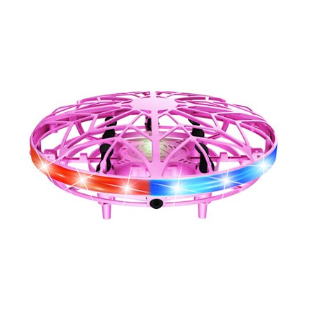 Flyvende boldlegetøj - LED håndbetjent mini drone til børn eller voksne med bevægelsessensor (pink)