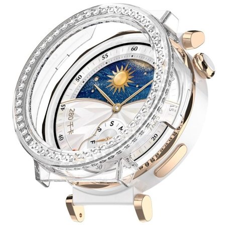 Huawei Watch GT 5 Pro 42mm Bump Resistant Case Rhinestone Decor Smartwatch Protective Cover - Läpinäkyvä