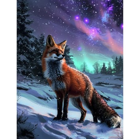Fox Diamantmålningskit - Full Drill 5D Broderi Heminredning Fantasy Djurkonst