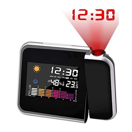 1 stk. (sort) farveskærm digital projektionsur, kreativ p