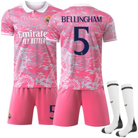 Gos- 2425 Barn Fotbollströja Tränings Jersey Laguniform Set Madrid Sportkläder Real Madrid Tröja 5 BELLINGHAM