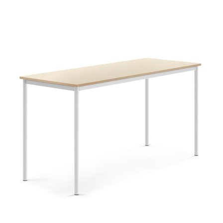 Tisch SONITUS, 1800x700x900 mm, Hochdrucklaminat Birke, weiß