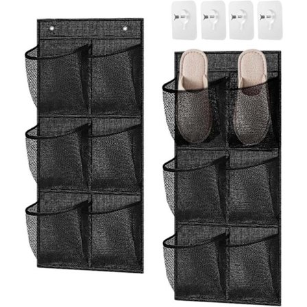 2-delt skohylle for dør, multifunksjonell hengende organizer, hengende skohylle for bobil (svart)