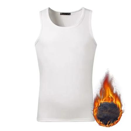 Män's Fleecefodrad Tank Top Väst Underkläder Varma Termiska Baslager Undershirt Thermo Kläder Pyjamas Andningsbar Bas T-Shirt White 4XL