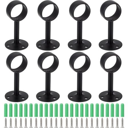 8 st takfäste gardinstångsfästen 1-1/4 tums fönstergardinstångshållare, svart väggfäste hängande gardinstångshållare Garderob Garderob