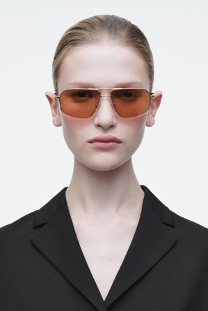 COS Women's Vista Sunglasses Aviator in Gold-coloured