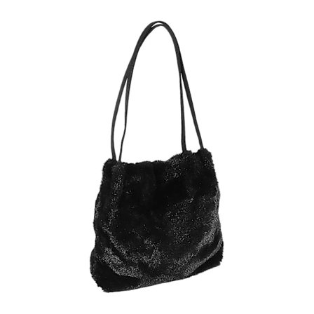 P Tote Skuldertasker til Kvinder, Fluffy Faux Fur Damehåndtaske