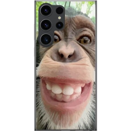 Samsung Galaxy S24 Ultra Gjennomsiktig deksel Ape Selfie Rolig Grafisk Design Ape Djurmotiv Trend Roligt Motiv Populært Urban Kunst Stil