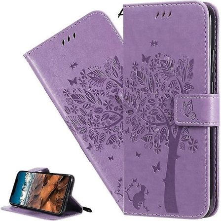 OPPO Reno 6 Pro 5G Skal OPPO Reno 6 Pro 5G Prägling Fjäril Blomma Träd PU Läder Flip Plånbok Sh