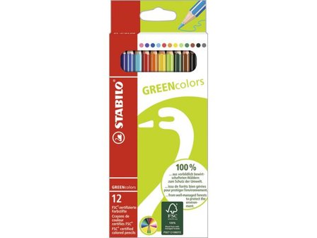 STABILO Färgpenna STABILO GREEN colors 12/fp - Lyreco - Skola och förskola - Pennor och tillbehör - Färgpennor - Akvarell