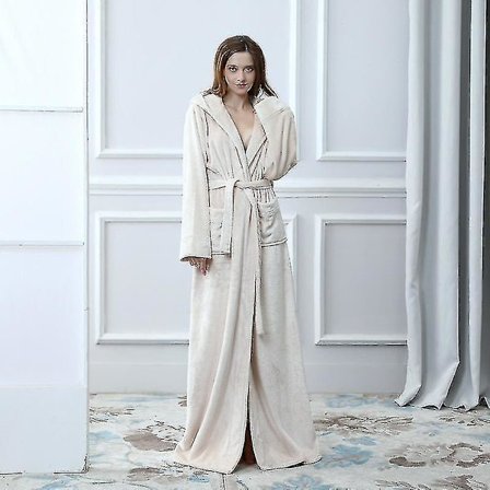 Kvinnor Män Vinter Plus Size Flanellrock Extra lång Huva Varm Morgonrock Lovers Tjock Kimono Badrock Man Morgonrock Robes