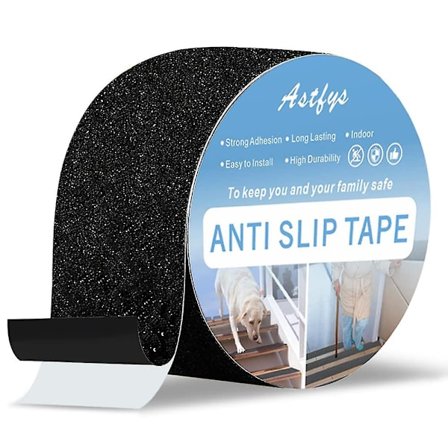 4 tommer x 38 fod - Anti-slip tape, trækkraft tape til trapper, trin og indendørs gulv, trin sikkerhedsskridsikre strimler (sort)