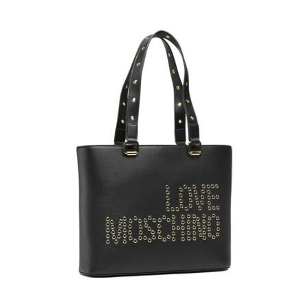 Love Moschino, Shopping bag on shoulder with micro studs logo JC4225pp 0ckdd 0000 Czarny, Kobieta, Rozmiar: ONE Size