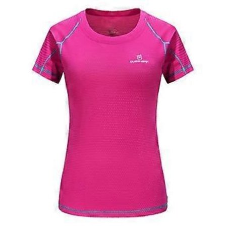 Queshark Dam Snabbtorkande Kortärmad Sport Löpar T-shirt Andningsbar Slim Fit Toppar Yoga T-shirts Tränings T-shirts Fitness Gym Träningsskjortor (L 