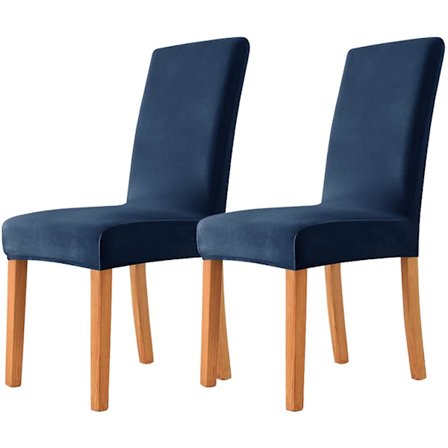 Sett med 2 fløyelsstoler for spisestue - marineblå