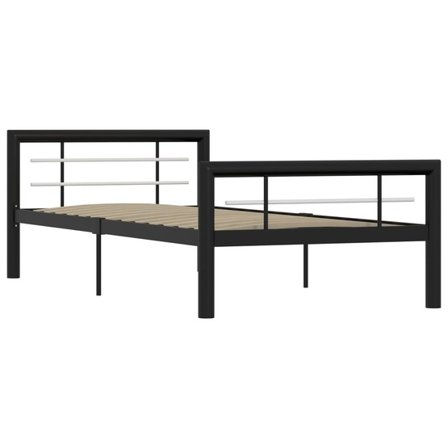 VidaXl Sängram Svart Och Vit Metall 100X200 Cm - Litenleker