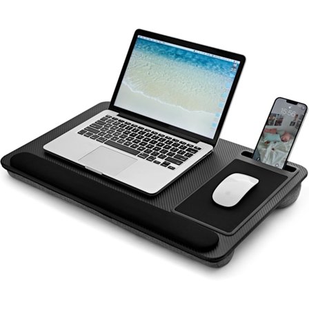 Bærbar Skriveplade til Skødet Træ Laptop Bakke med Pude, Letvægts Laptop Stand til Seng Skriveplade med Indbygget Musemåtte, Telefonholder