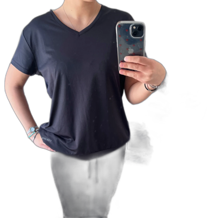 Svart tränings t-shirt med v-ringning