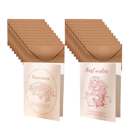 Kort med kuvert - 20 enkelsidiga färgkort - Bra blandning av tack och välsignelser att skicka till vänner och familj