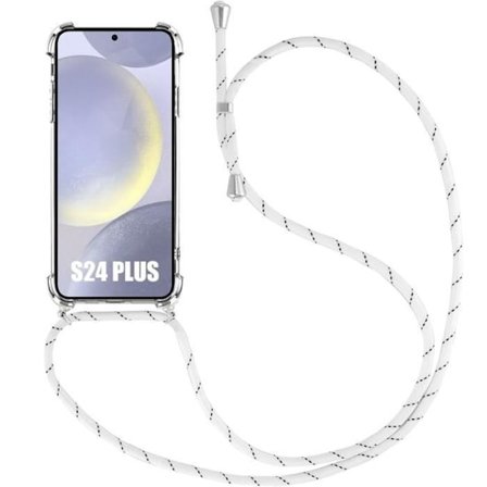 Cover til Samsung Galaxy S24 Plus - TPU Transparent - Anti-Ridser - Hvid Snor