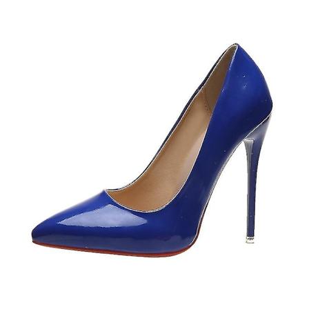 Pumps i skinn med spiss tå for kvinner - WELLNGS BLUE 43