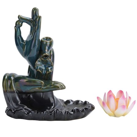 Tilbakestrøms røkelsesbrenner Buddha hånd foss keramisk røkelsesholder for hjemmedekor Yoga-utstyr