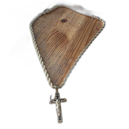 18k guld kedja med kors guld planterat 6mm