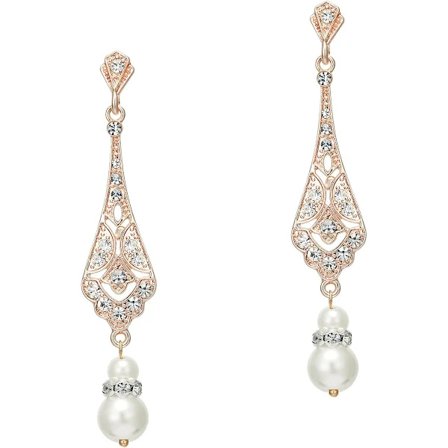 1920-tals Vintage Bröllop Pärl Hängande Örhängen Art Deco Gatsby Örhängen, A