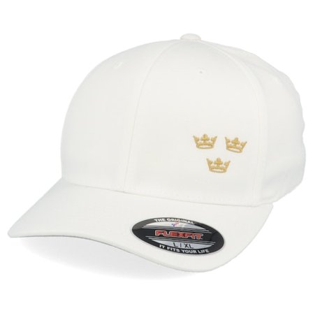 Iconic - Bílá flexfit Kšiltovka - Tre Kronor Side Panel White Flexfit @ Hatstore