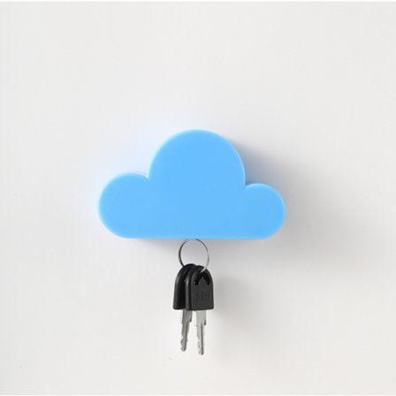 Veggmontert magnetisk lim krok, blå [sett med 2] Vegg nøkkelholder nøkkelholder med sterke magneter i skyform Veggkrok nøkkel for hjemmekontor Livin