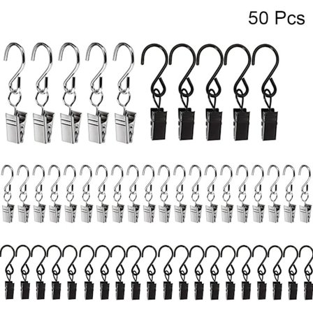 50st S-krokar Gardinklämmor Hängande Party Lights Clips Markis