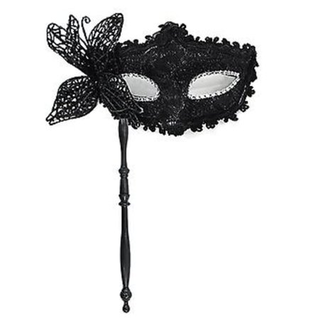 Halloween-juhlan naamio pitokahvalla Iltapuku Masquerade-naamio Lavakäyttöinen Cosplay-rekvisiitta Venetsialainen puoli-naamio naisille (Musta)