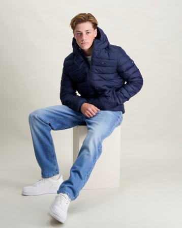 Tommy Hilfiger U LIGHT DOWN HOODED JACKET Blau Jacken Jungen - Kids Brand Store