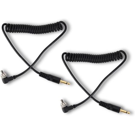 Kamera Flash Kabel 2 Universal 3.5mm til Male Flash Kabel, Spiral PC Sync Kabel