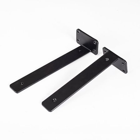 Flytande Hyllkonsoler, 2 st. Osynliga Bokhyllkonsoler, Flytande Hyllkonsol, Kraftig Konsol, 20 cm, Svart