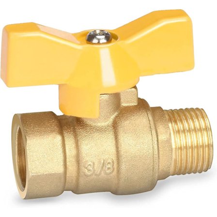 3/8 tums mässingskulventil med gult vingshandtag - Yttre gänga / Inre gänga Full Port Pn16