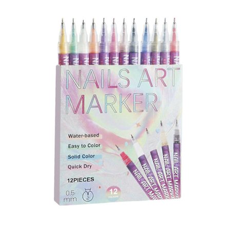 12 Farver Neglekunst Penne Sæt, Neglekunst Markør, Negle Doodle Penne, 0,5 MM Neglelak Penne Sæt, Vandtæt og Hurtigtørrende Negle til DIY Negle [D]