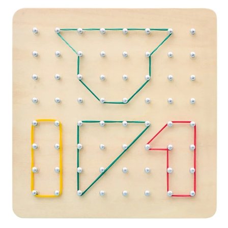 Matte Träleksaker Set Geometrisk Form Gummiband Pegboard Montessori Lärande Kreativ leksak Finmotorik