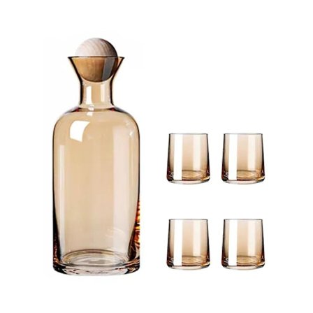 Natsengevandkaraffel i Glas 1 Kande 4 Kopper Natbordssæt
