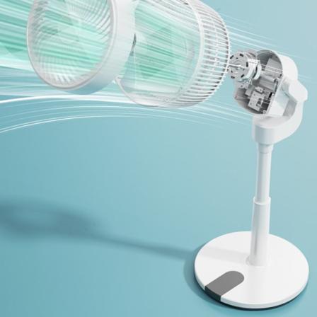 Oscillerende pidestall stativvifte | Justerbar høyde | Ultra stille DC-motor | Fjernkontroll | Høy energieffektivitet | Hvit