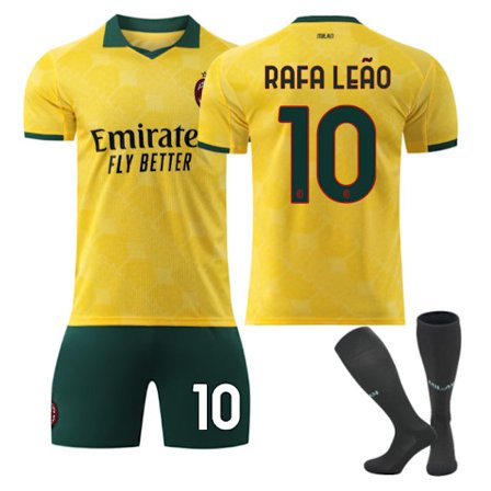 25-26 A.C. Milan Bortatröja NO.10 Rafael Leão Set Barn Vuxen Fotbollsutrustning med Strumpor