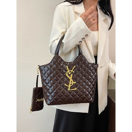 Elegant stor retro diamantgitter tote dametaske