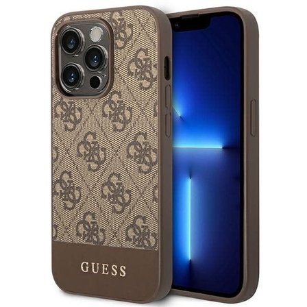 Guess GUHCP14LG4GLBR iPhone 14 Pro 6,1" brunt/brunt hårt fodral 4G Stripe Collection