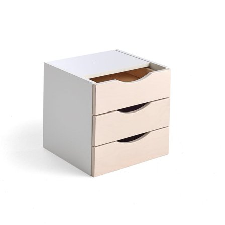 Skuffeindsats til RICO, 3 skuffer, hvidpigmenteret